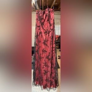 Zum Zum Orange with black overlay homecoming dress. Size 12.